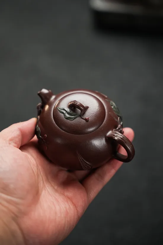 Zisha Teapots: aged purple clay | hand-paste-on flower technique 6