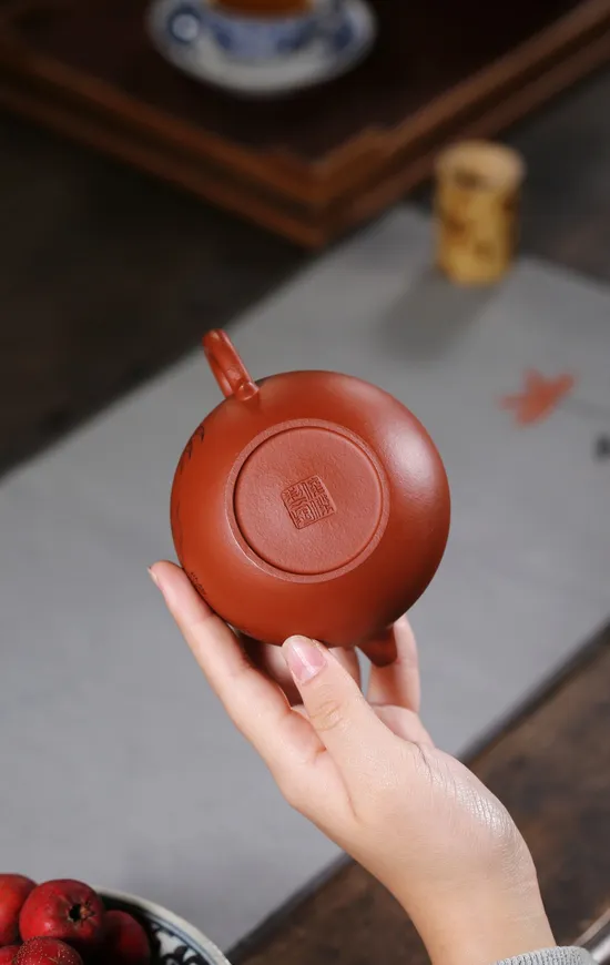 Zisha Teapots: Lotus Seed Double-Layer Lid | original purple clay (Zhuni) 4