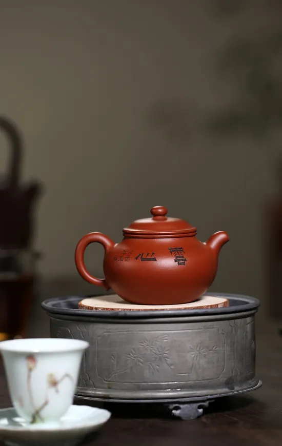 Zisha Teapots: Lotus Seed Double-Layer Lid | original purple clay (Zhuni) 6