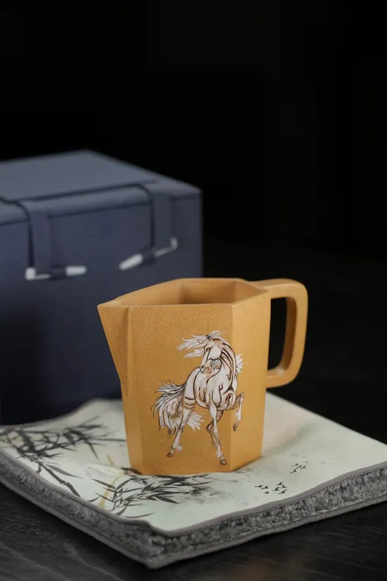 Yixing Zisha Teapot - Handcrafted Golden Clay Horse Design Teapot 4