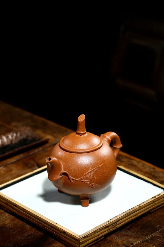 Zisha Teapots: Elegant Bamboo | crab yellow duàn ní clay 5