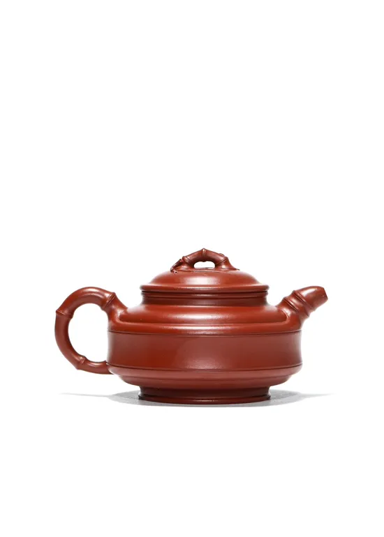 Zisha Teapots: Double Line Bamboo Drum | Dahuangpao clay 6