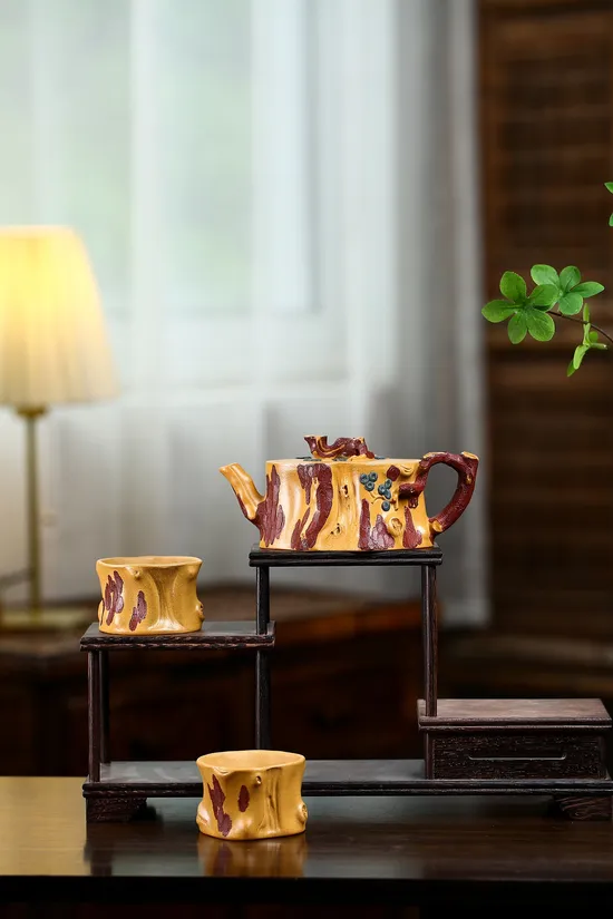 Zisha Teapots: Huangjinduan clay | Tree Stump Set 3