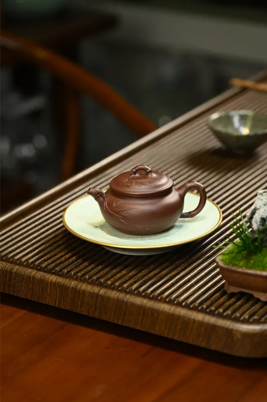 Zisha Teapots: Bamboo Rhythm Handmade | 220cc Capacity | Exclusive Purple Clay 6