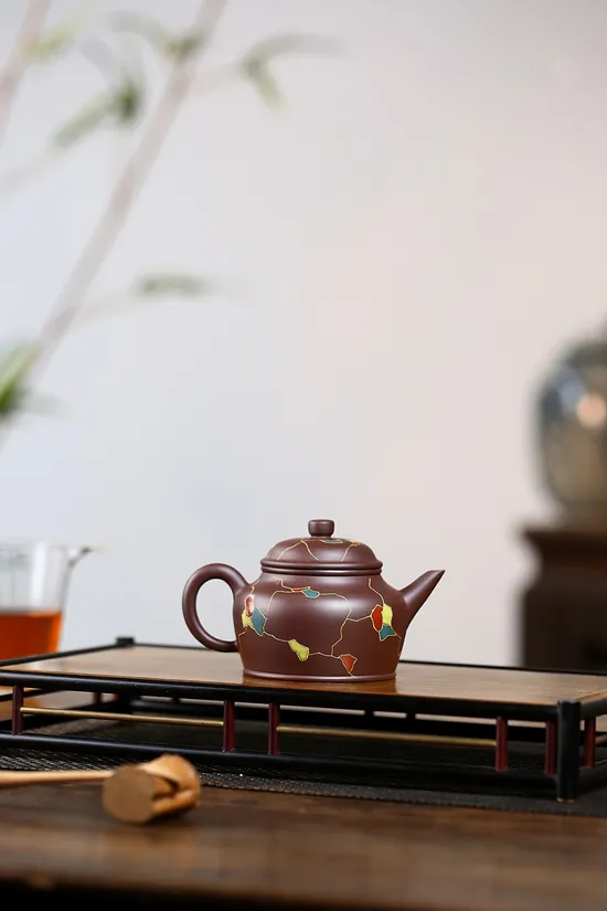 Zisha Teapots: aged purple clay | diamond-shaped nine-hole spout 4