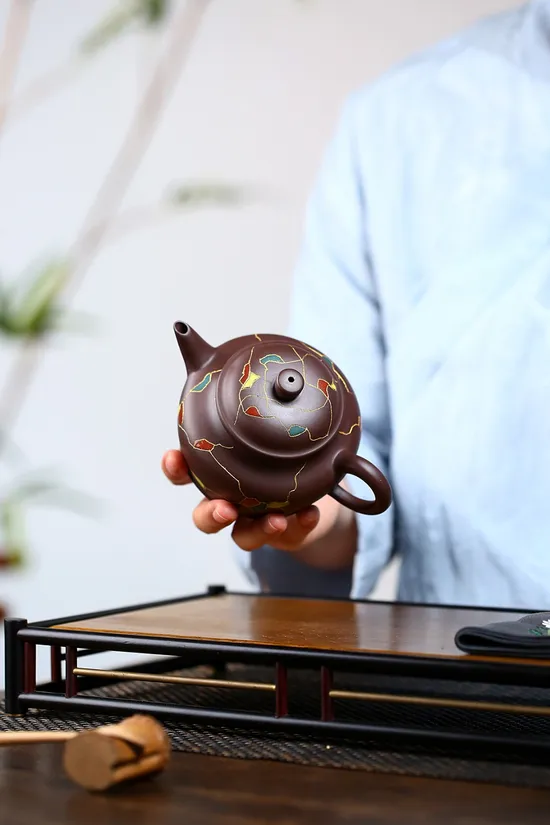 Zisha Teapots: aged purple clay | diamond-shaped nine-hole spout 5