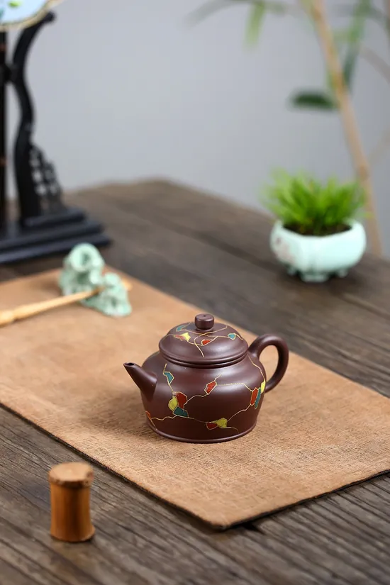 Zisha Teapots: aged purple clay | diamond-shaped nine-hole spout 6