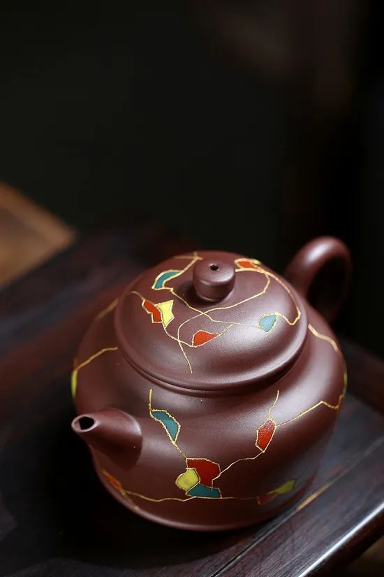 Zisha Teapots: aged purple clay | diamond-shaped nine-hole spout 7