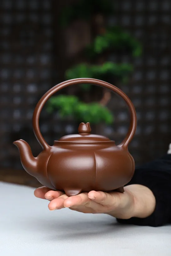 Zisha Teapots: Lotus Handle | premium old purple clay 5
