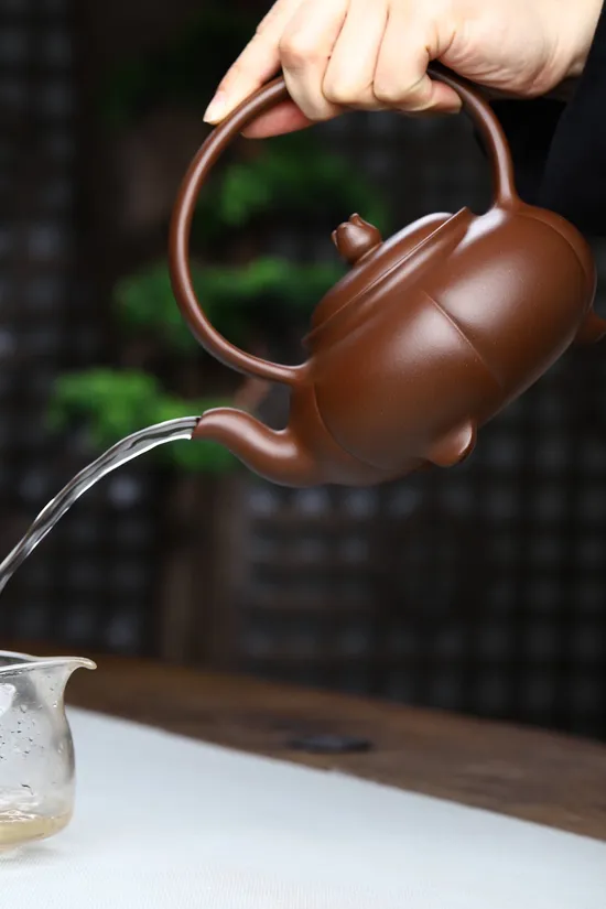 Zisha Teapots: Lotus Handle | premium old purple clay 6