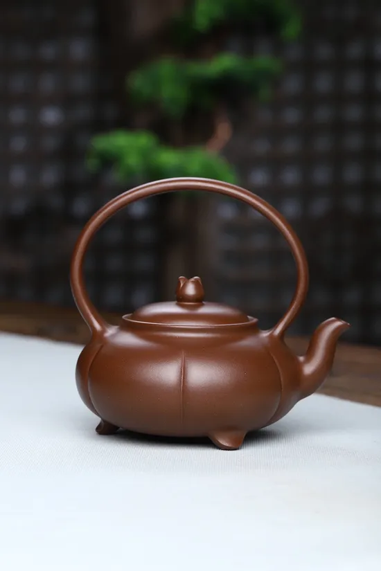 Zisha Teapots: Lotus Handle | premium old purple clay 8