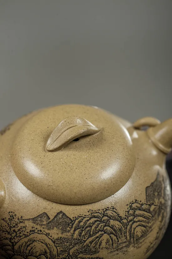 Yixing Zisha Teapot: Handcrafted Bamboo Drum Design, 200cc 2