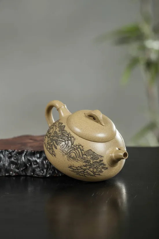Yixing Zisha Teapot: Handcrafted Bamboo Drum Design, 200cc 5