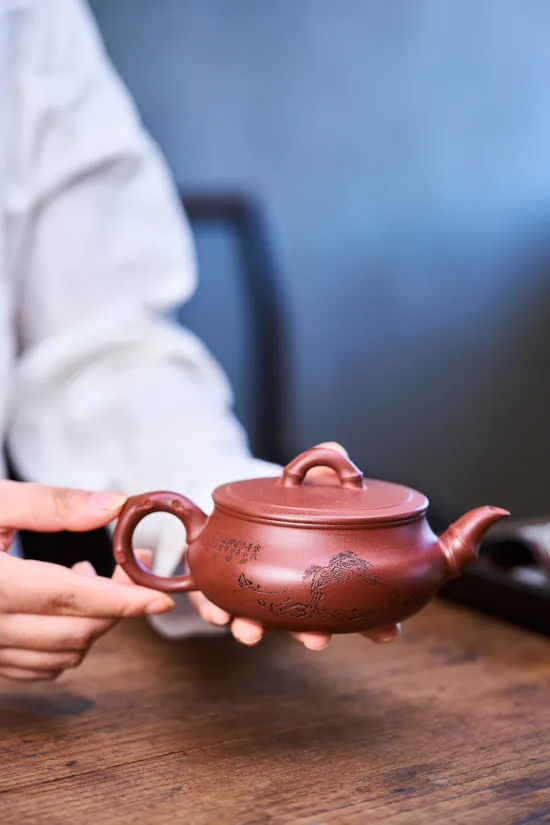 Yixing Zisha Teapot - Handcrafted Bamboo Design by Yin Huai 4