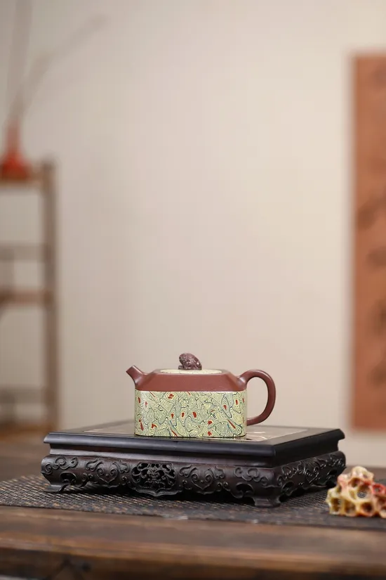 Yixing Clay Teapot Masterpiece: Square Pixiu Design, Handcrafted Artistry 3