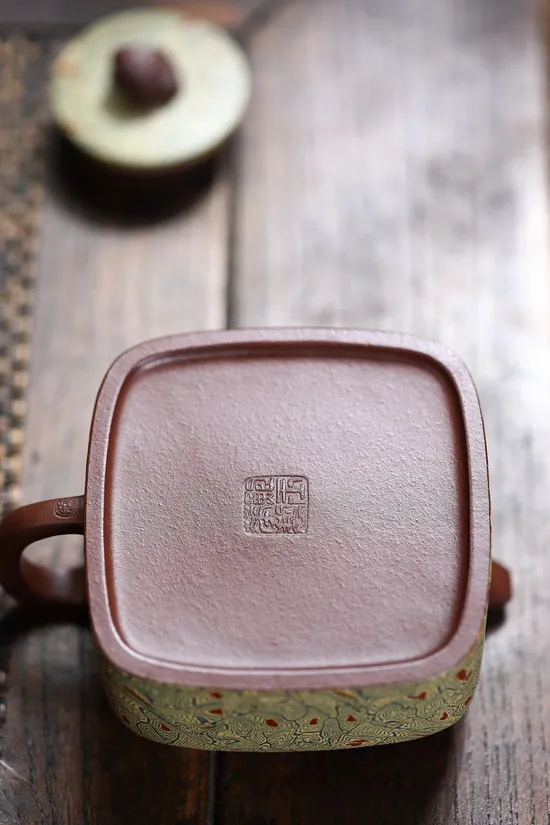 Yixing Clay Teapot Masterpiece: Square Pixiu Design, Handcrafted Artistry 5