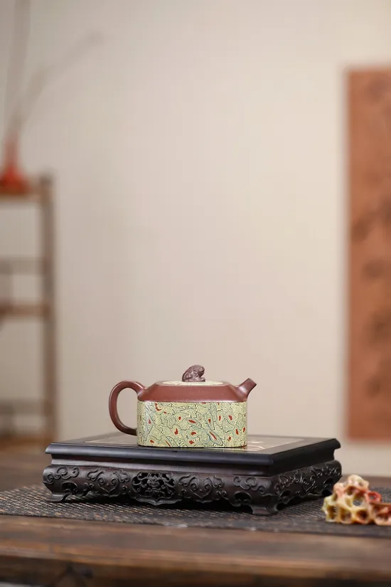 Yixing Clay Teapot Masterpiece: Square Pixiu Design, Handcrafted Artistry 8