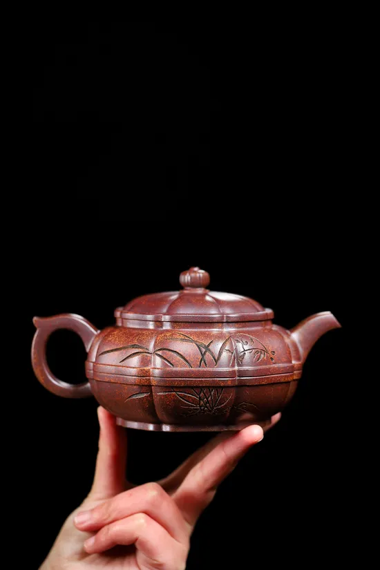 Zisha Teapots: Eight-Sided Plum Blossom | Jade Gold Sand 4