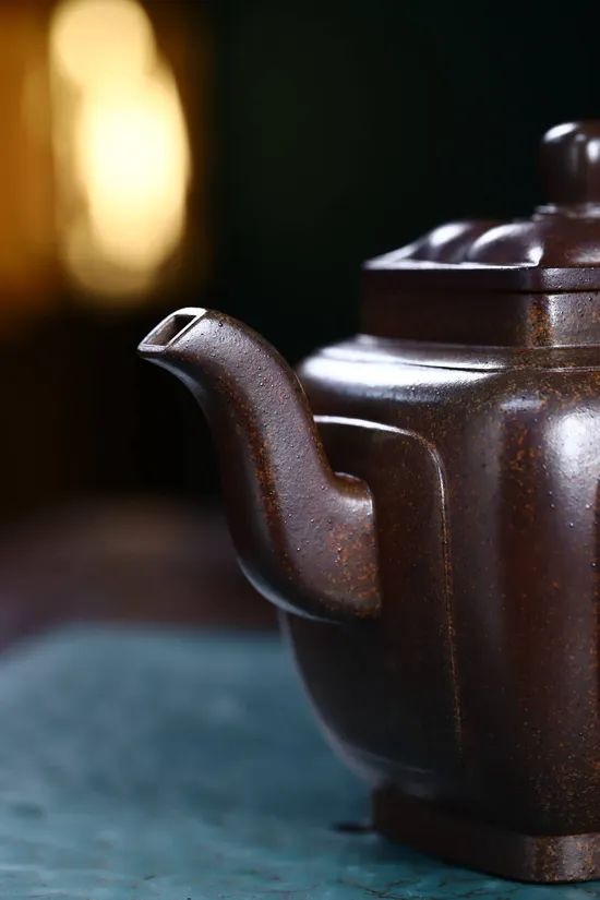 Zisha Teapots: Square Rhombus Flower | ancient dragon kiln wood-fired clay 7