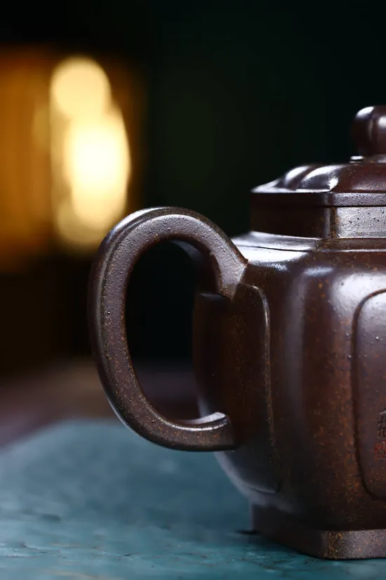 Zisha Teapots: Square Rhombus Flower | ancient dragon kiln wood-fired clay 8