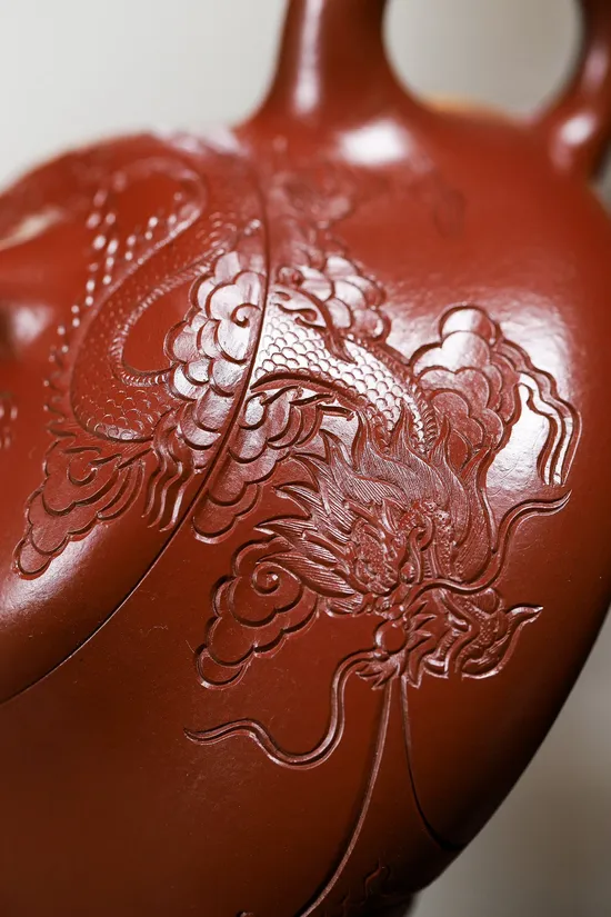 Yixing Clay Teapot with Carved Dragon Design | Yang Junbao Artistry 4