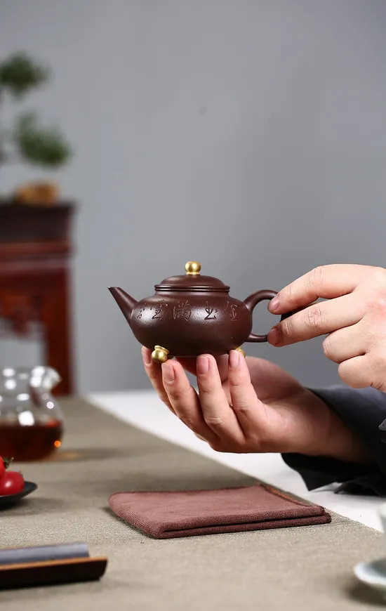Zisha Teapots: original old purple clay | three-legged design 5