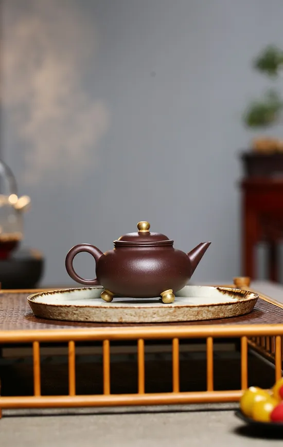 Zisha Teapots: original old purple clay | three-legged design 6