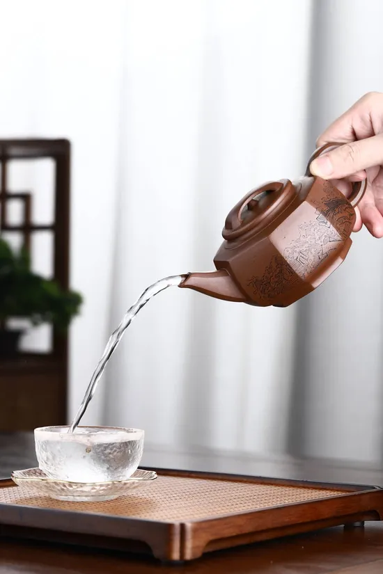 Premium Yixing Zisha Teapot – Handcrafted Artisan Six-Sided Design 7