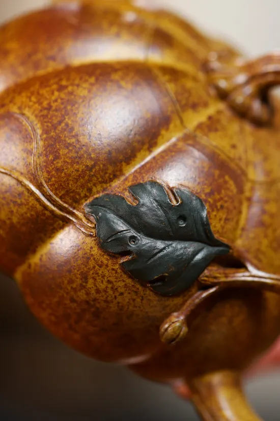 Yixing Zisha Teapot | Handcrafted Pumpkin Design Wood-Fired Ceramic 1
