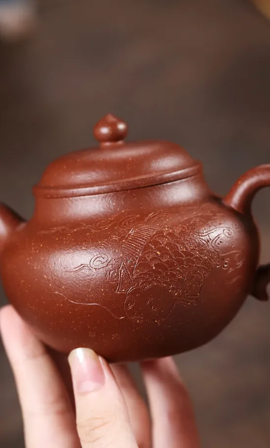 Yixing Zisha Teapot: Red Jiangpo Clay, Artisan Crafted, 220cc 1