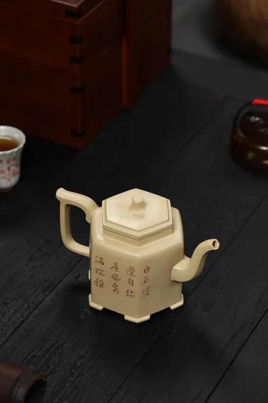 Zisha Teapots: Ben Shan green clay | Six-Sided Teapot 4