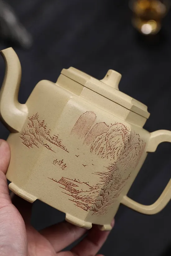 Zisha Teapots: Ben Shan green clay | Six-Sided Teapot 8
