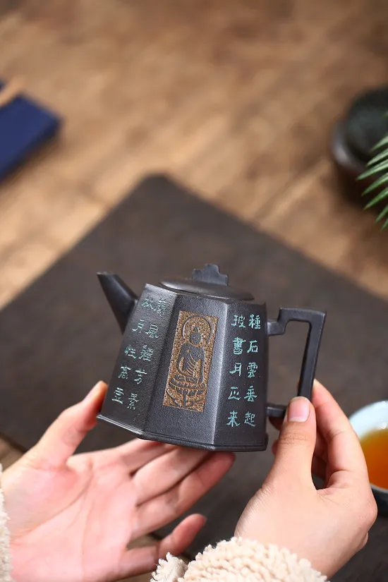 Zisha Teapots: Eight-Sided Tall Well Enclosure | Chen Fucheng 4