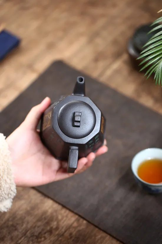 Zisha Teapots: Eight-Sided Tall Well Enclosure | Chen Fucheng 6