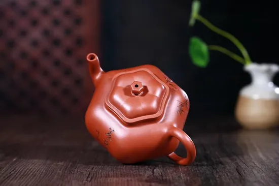 Premium Yixing Rose Clay Teapot - Artisan Wu Shunhua Handcrafted Teaware 2
