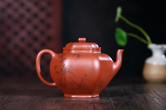 Premium Yixing Rose Clay Teapot - Artisan Wu Shunhua Handcrafted Teaware 6