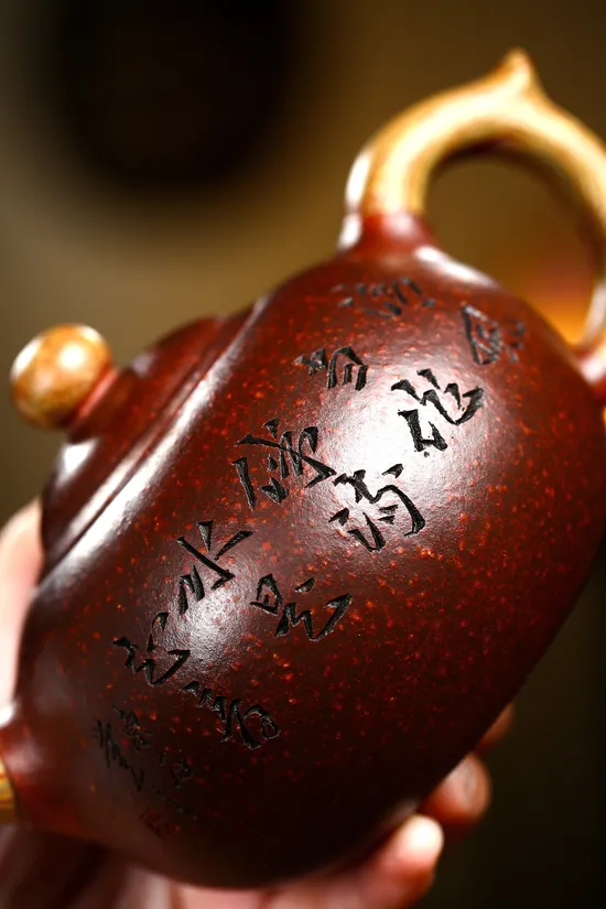 Yixing Zisha Teapot - Rare Iron-Red Clay, Handcrafted Ceramic Artistry 1