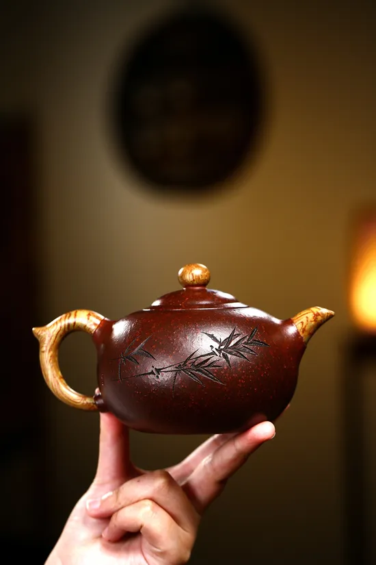 Yixing Zisha Teapot - Rare Iron-Red Clay, Handcrafted Ceramic Artistry 2