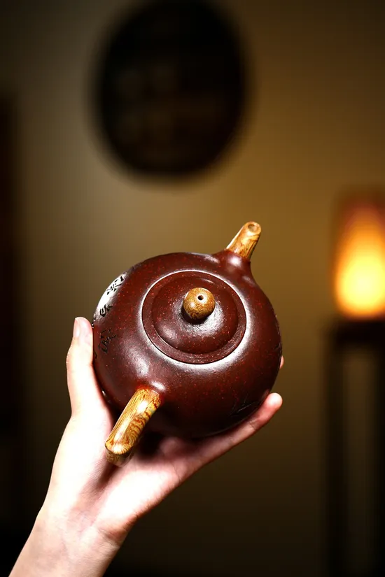 Yixing Zisha Teapot - Rare Iron-Red Clay, Handcrafted Ceramic Artistry 6
