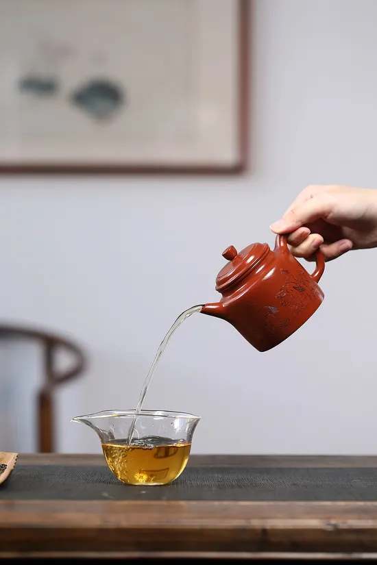 Zisha Teapots: Pear Skin Vermilion Clay | 280cc capacity | Jiang Yaping's masterpiece 5