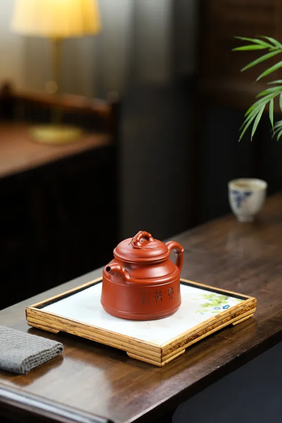 Yixing Purple Clay Teapot | Handcrafted Bamboo Design | Artisan Pottery 5