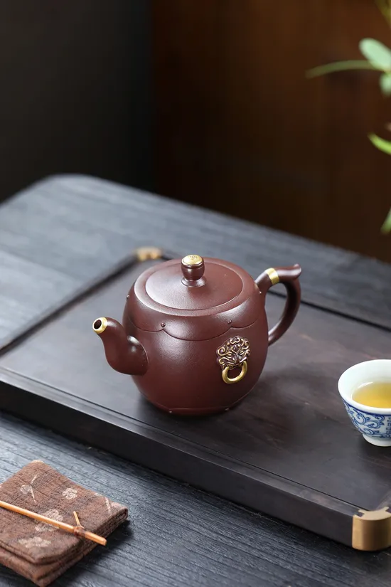 Premium Yixing Purple Clay Teapot: Fortune Blessing, Handcrafted Artisan Craft 3