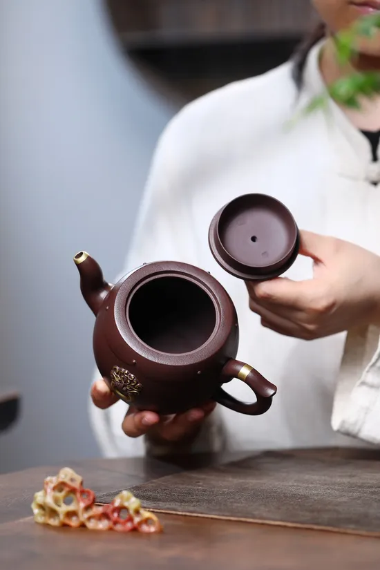 Premium Yixing Purple Clay Teapot: Fortune Blessing, Handcrafted Artisan Craft 5