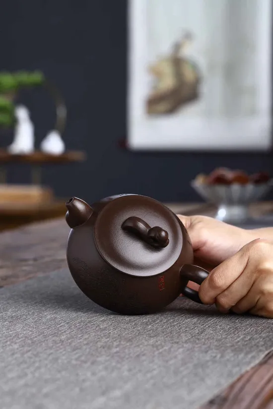 Premium Yixing Zisha Teapot - Handcrafted Purple Clay Collectible Artisan 6