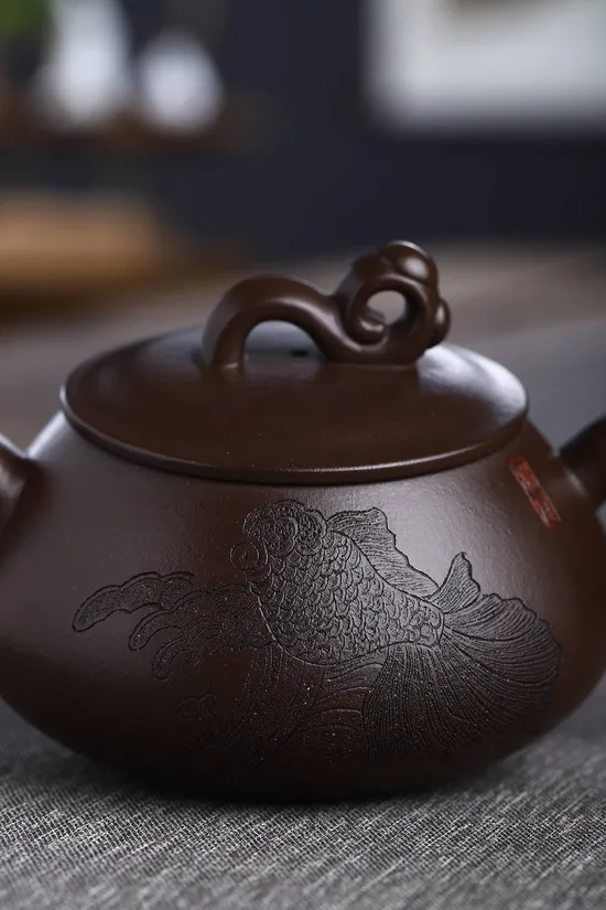Premium Yixing Zisha Teapot - Handcrafted Purple Clay Collectible Artisan 7