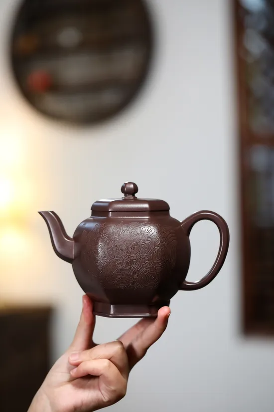 Yixing Zisha Teapot - Six-Sided Palace Lantern Masterpiece 7