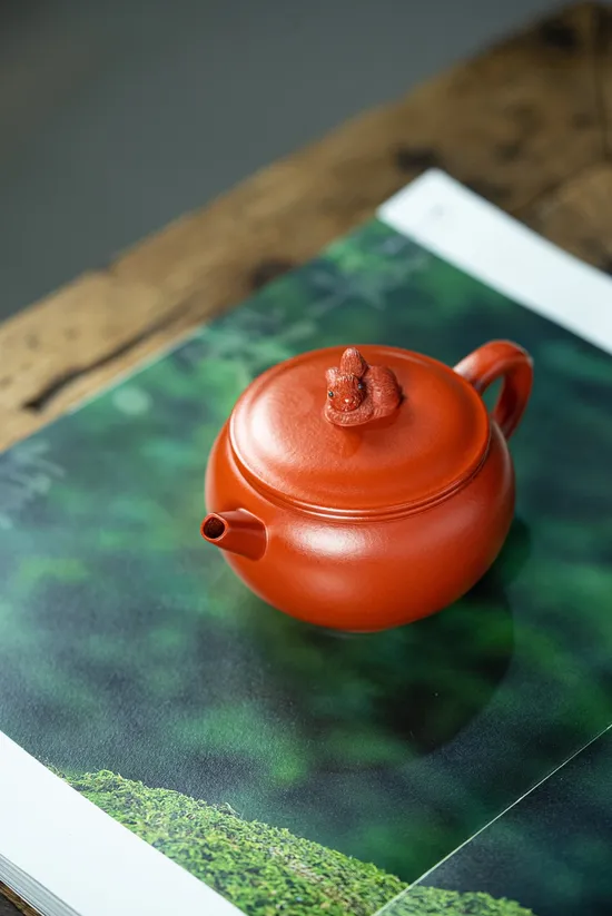 Yixing Zisha Teapot - Handcrafted Red Robe Clay Art by Master Zhou 2