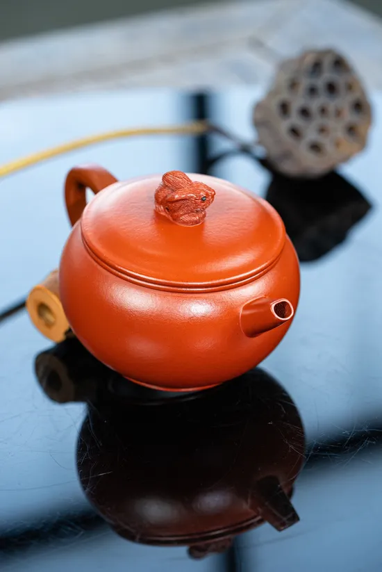 Yixing Zisha Teapot - Handcrafted Red Robe Clay Art by Master Zhou 6