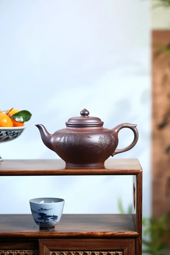 Zisha Teapots: red dragon chromatic clay | hexagonal 16-hole spout 5