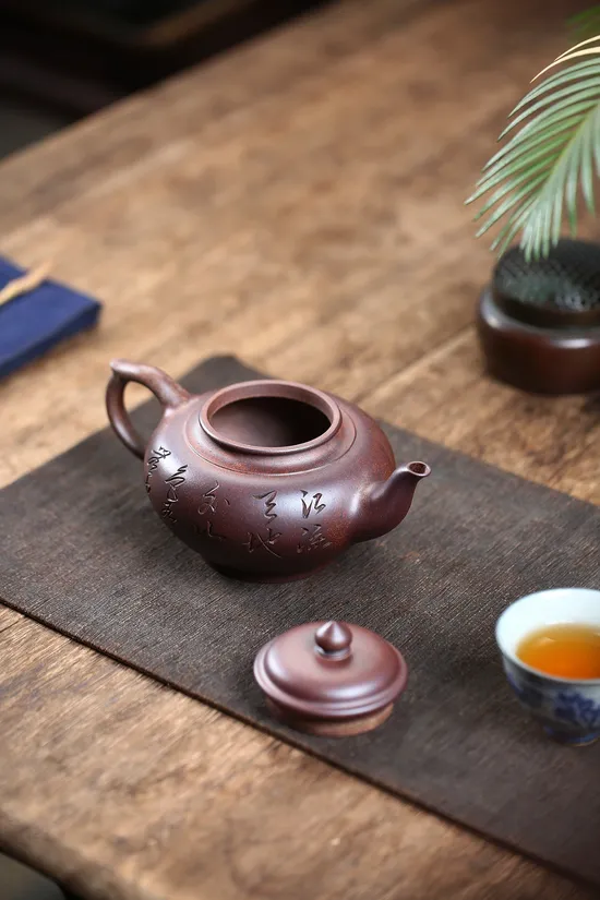 Zisha Teapots: red dragon chromatic clay | hexagonal 16-hole spout 8